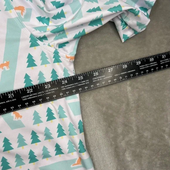 Waggle Fox Holes Polo Shirt Mens 2XL Mint Green Tree Pattern Performance Stretch - Picture 9 of 9